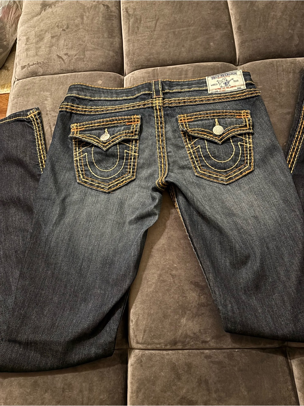 True Religion Women’s Dark Indigo Skinny Jeans with Contrast Stitching
